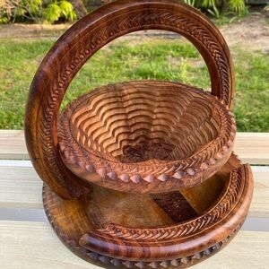 vintage wood fruit basket